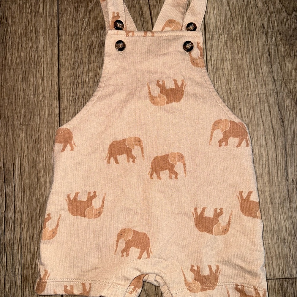 Carter's Tan Elephant Print Overalls